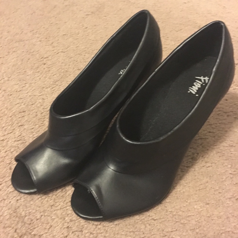 Open toe bootie heels